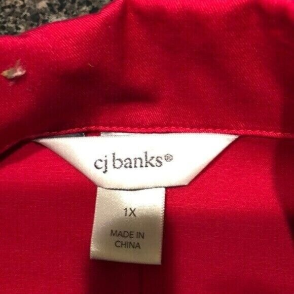 CJ Banks Womens Red Zip-Up Jacket 1X - Picture 5 of 7